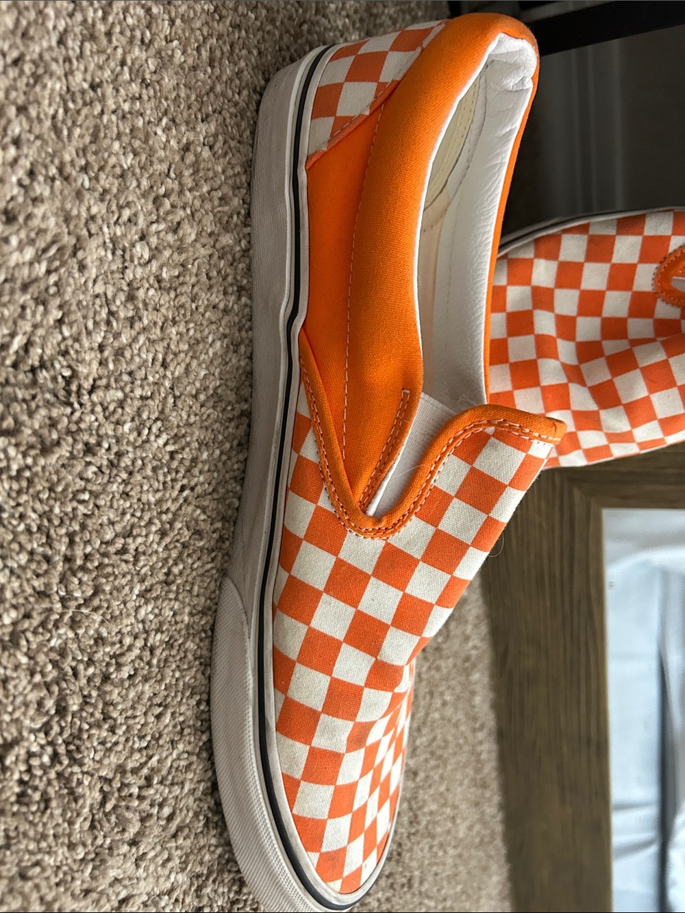 Vans Orange & White Checkerboard Slip-On Sneakers - Picture 7 of 9